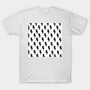 Glitchy Lightning- Black on White T-Shirt